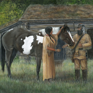 A Native American woman is gifted a horse