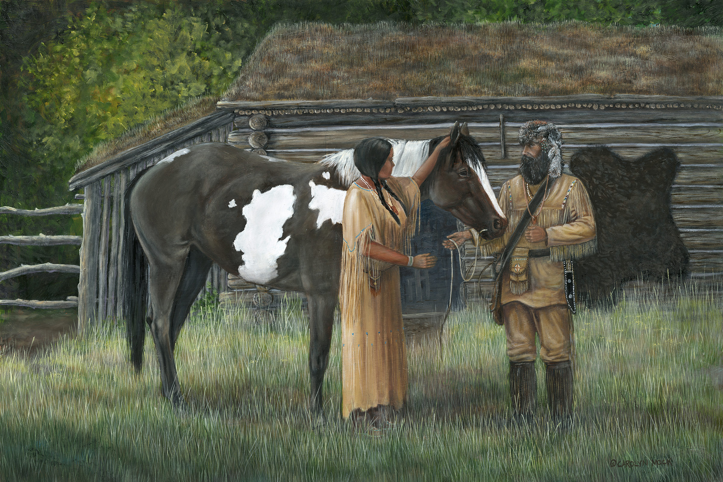 A Native American woman is gifted a horse